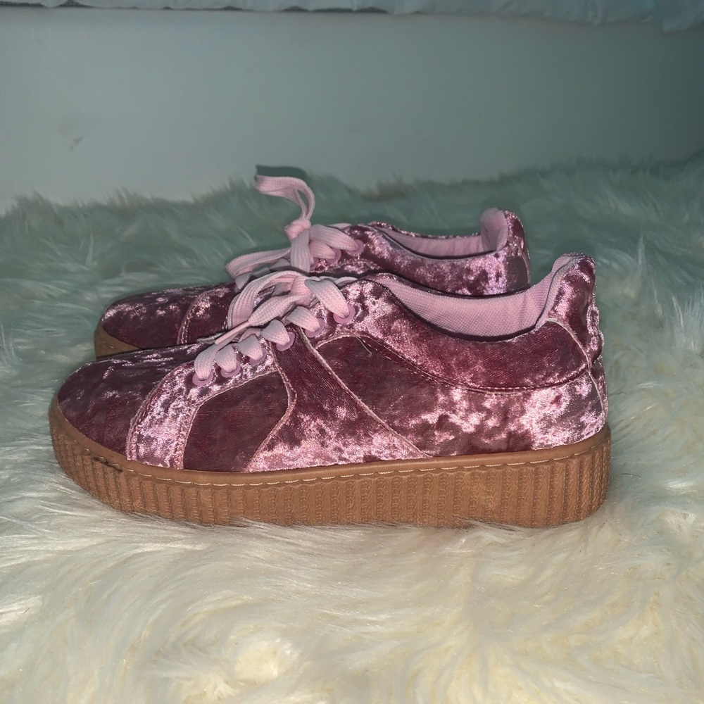 Women’s Platform Pink Velvet Sneakers